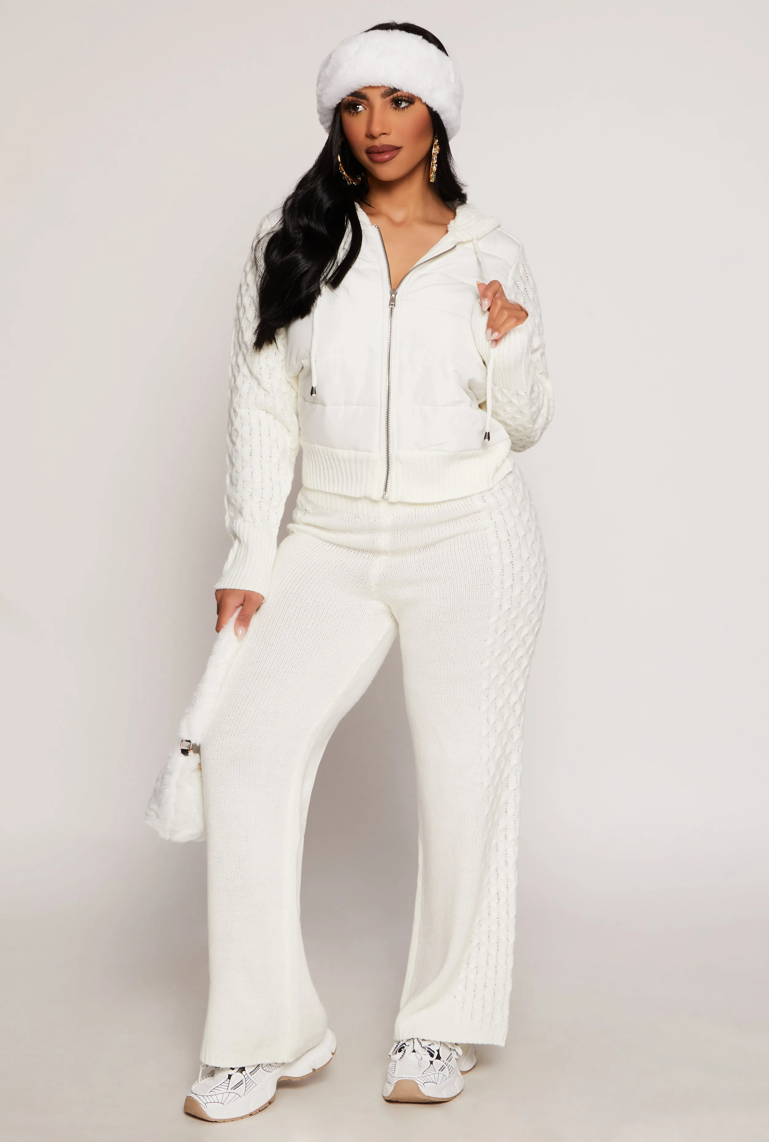 Almost Famous Cable Knit Hooded Sweater