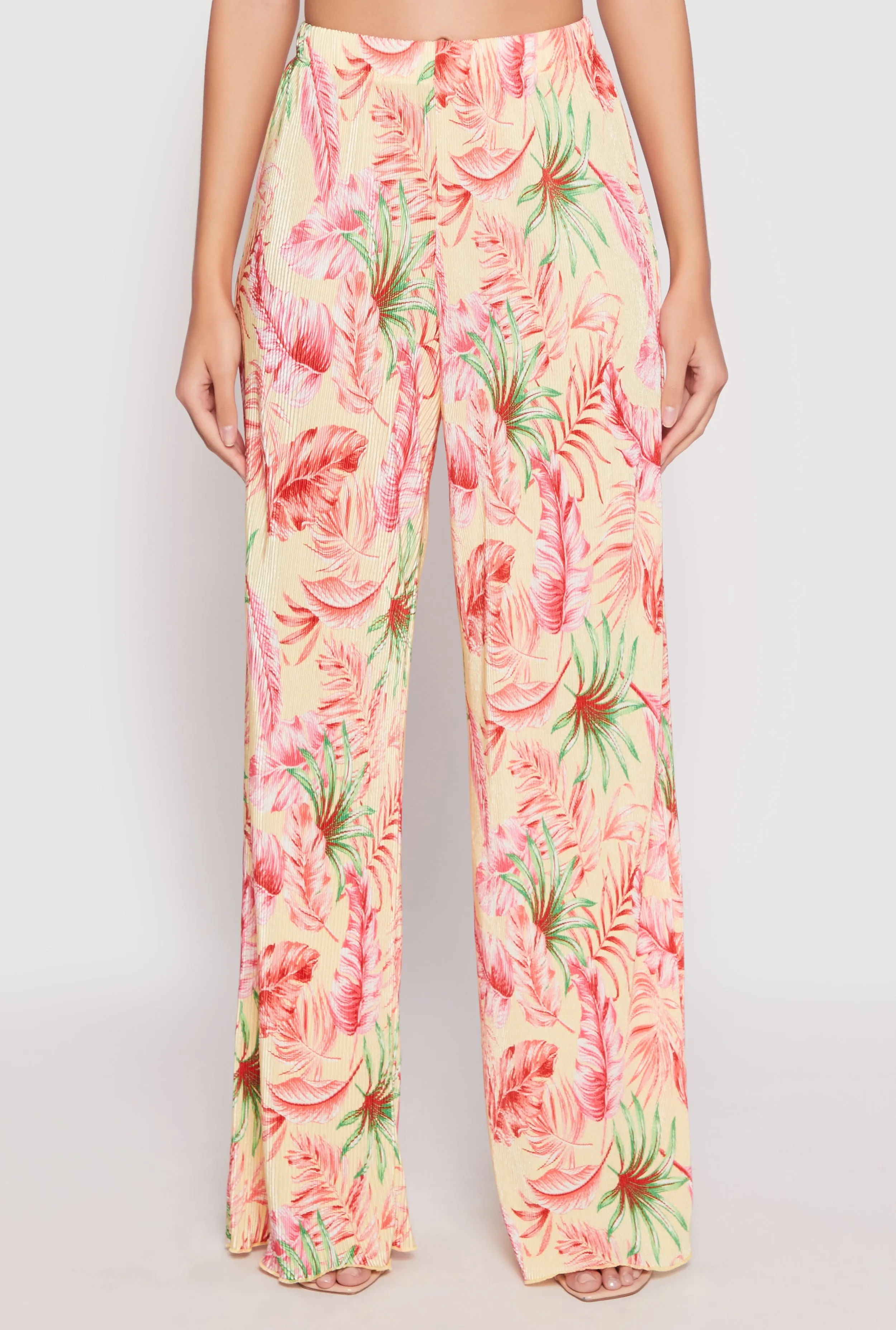 Almost Famous Plisse Tropical Print Pants