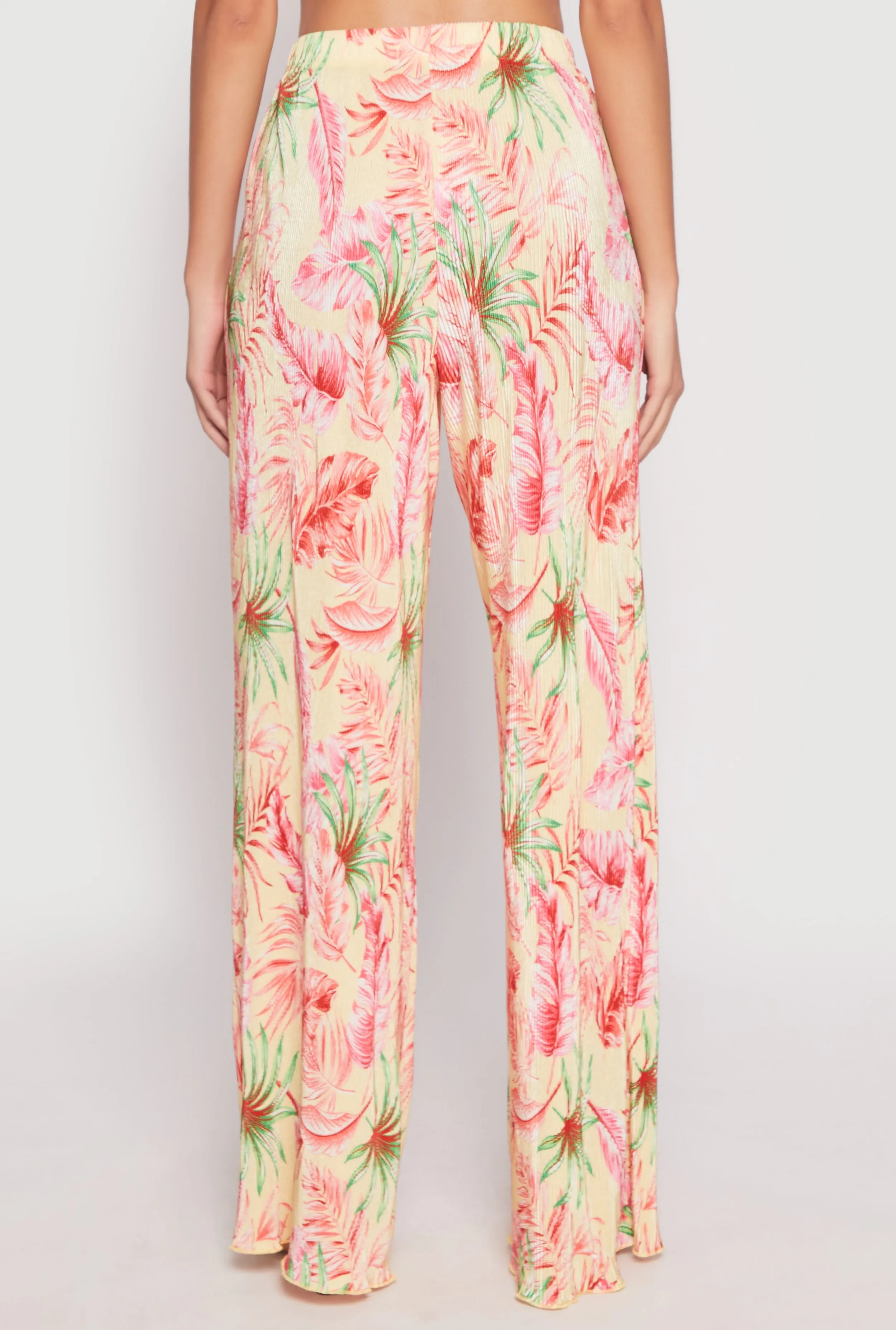Almost Famous Plisse Tropical Print Pants
