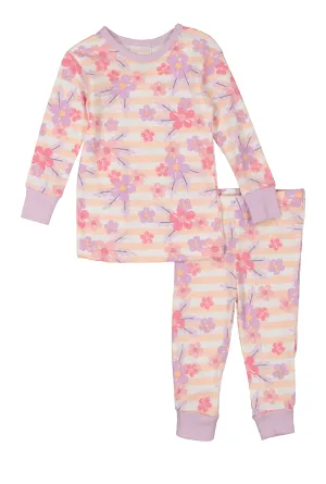 Baby Girls 12-24M Printed Pattern Pajama Top and Pants