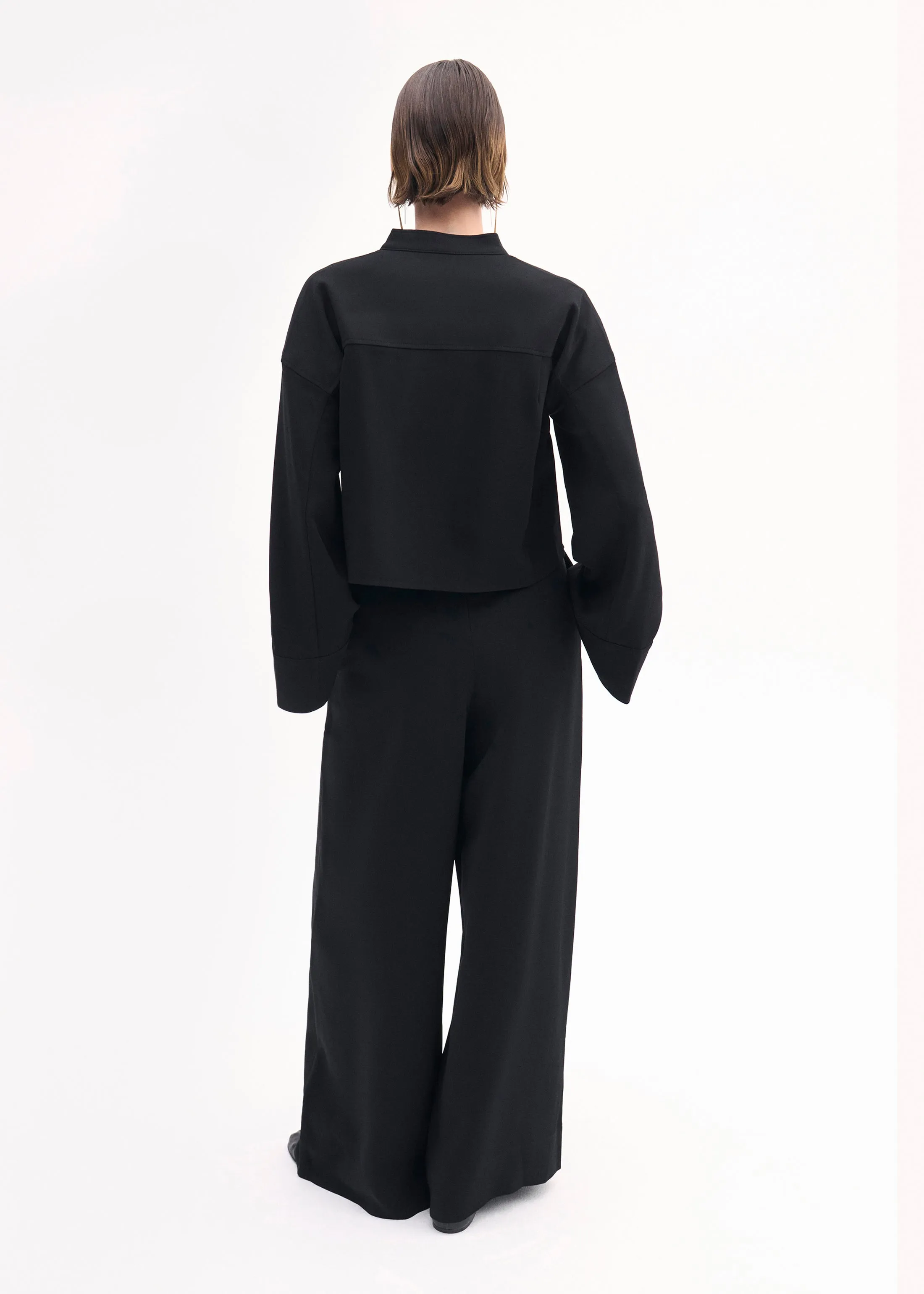 Bell Sleeve Blouse in Crepe - Black