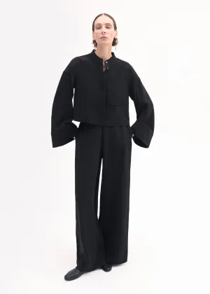 Bell Sleeve Blouse in Crepe - Black