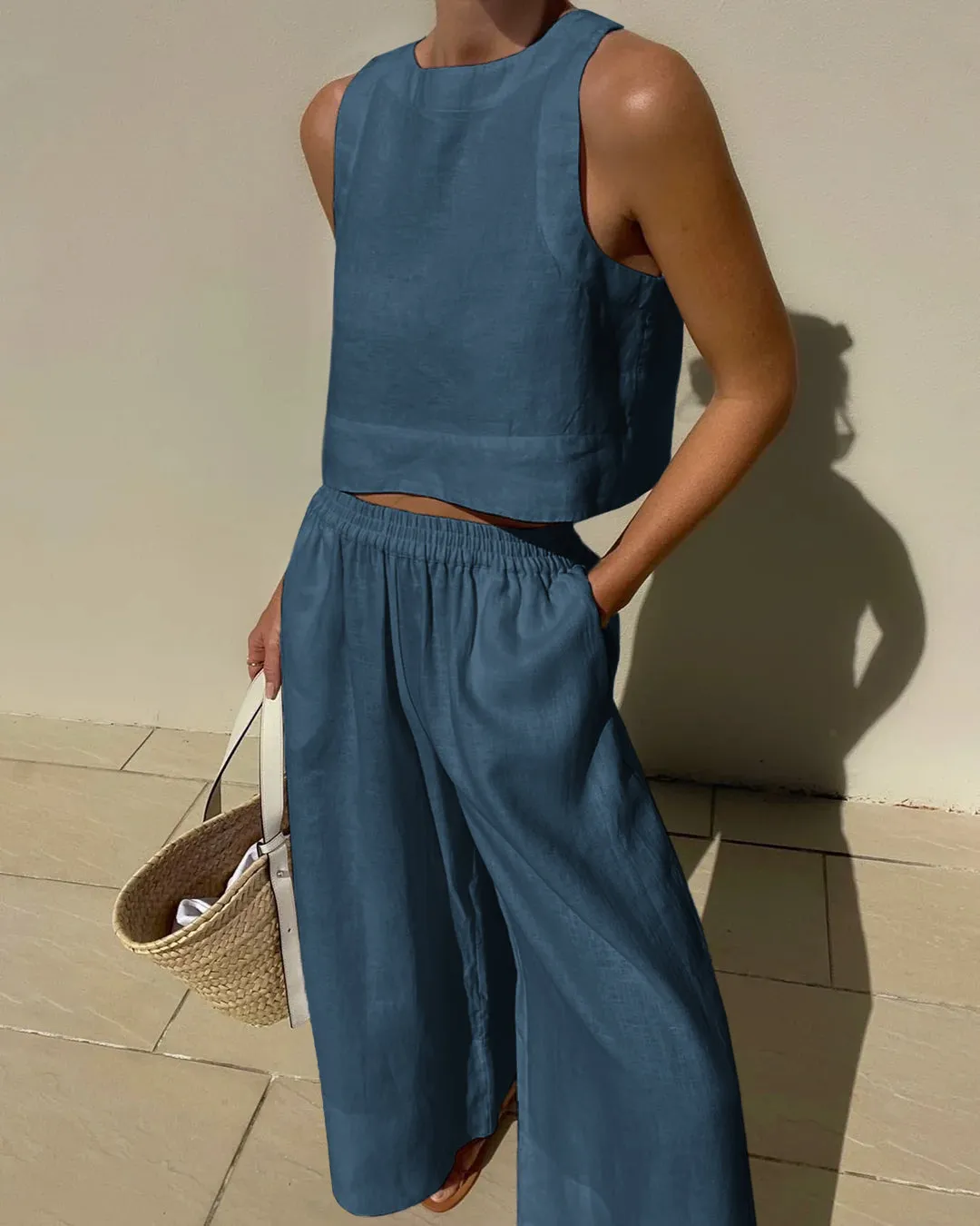 Crop Tops Wide Leg Pants Set