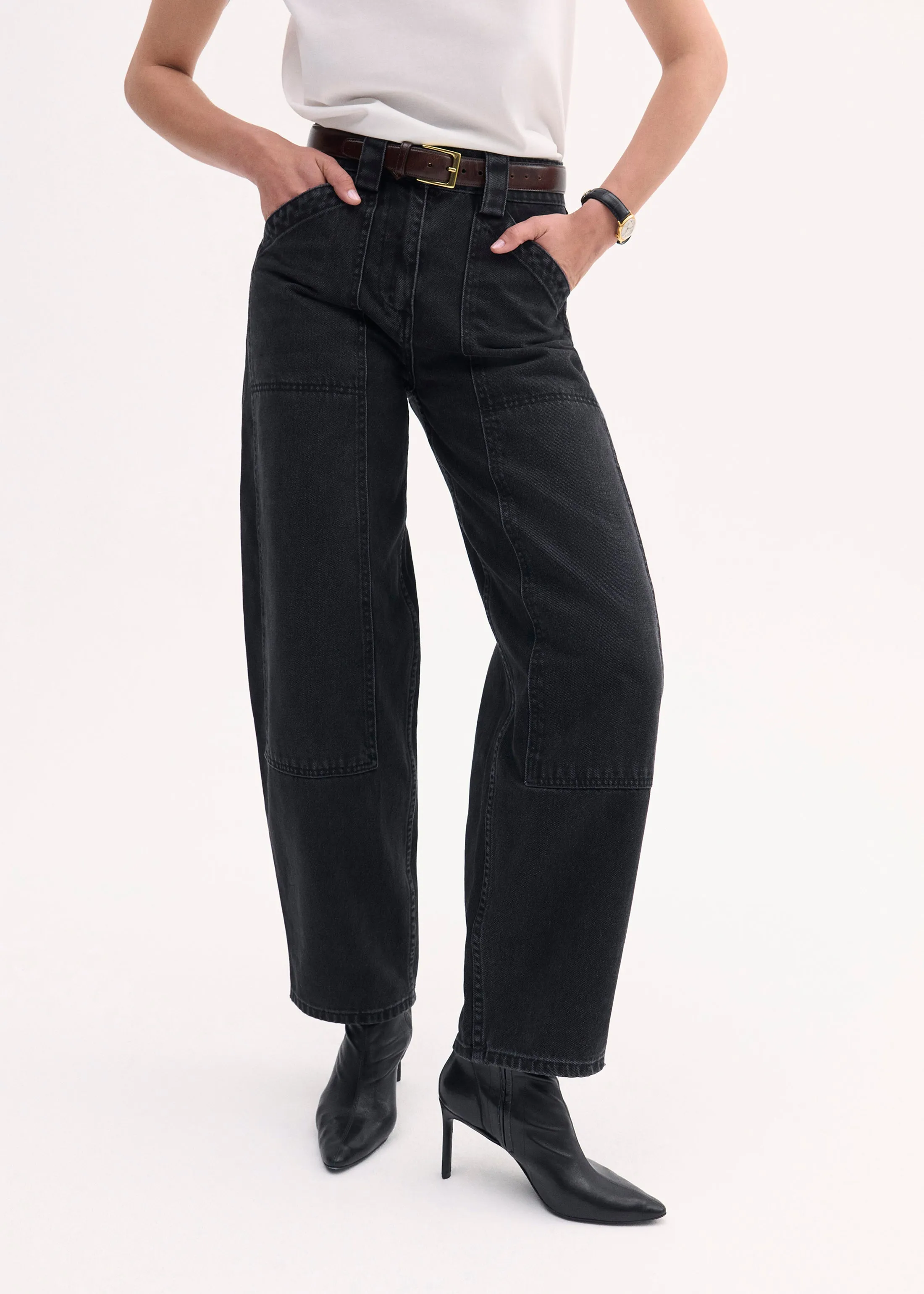 Denim Patch Pocket Pant - Black