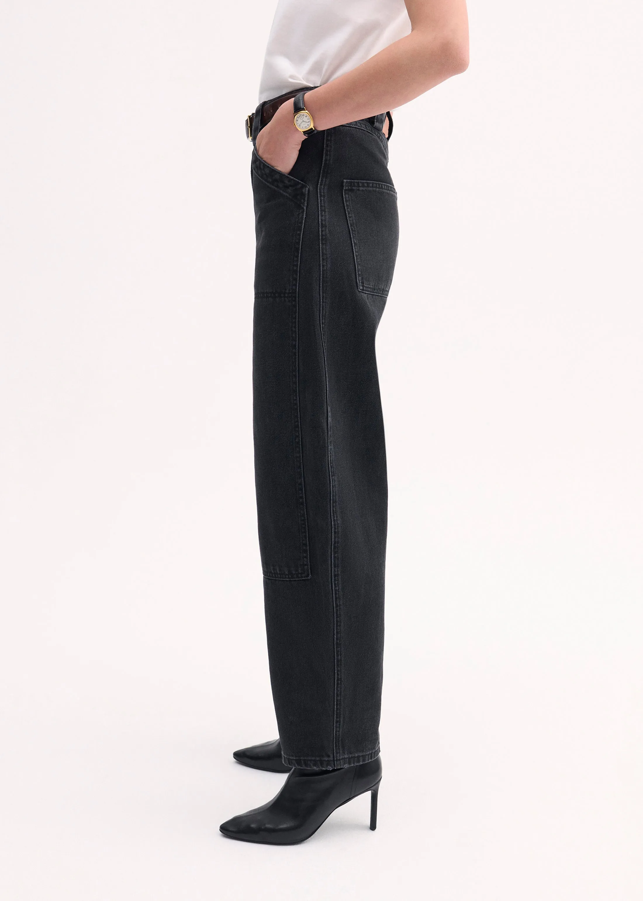 Denim Patch Pocket Pant - Black