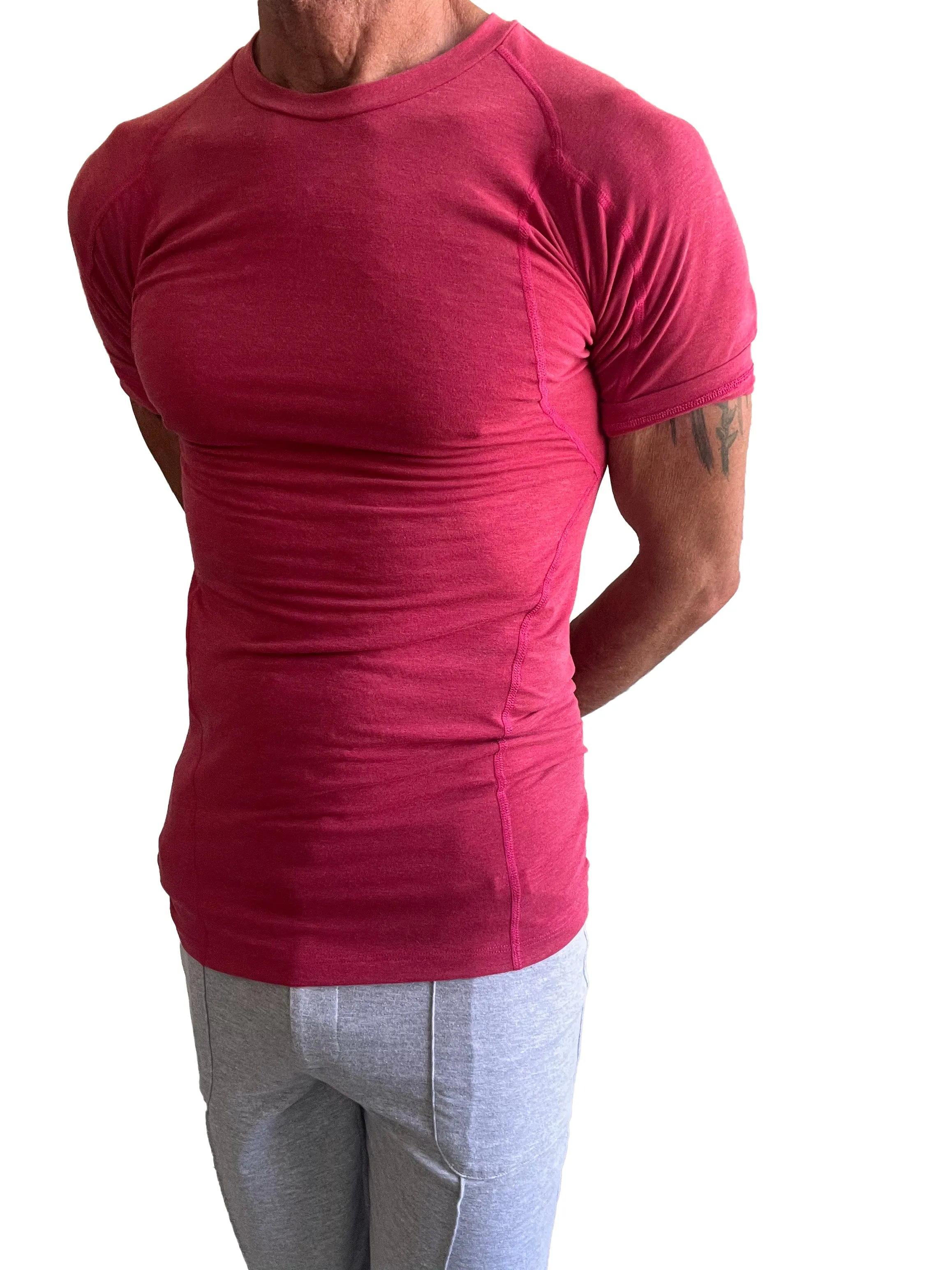 Designer Raglan Crew-Neck Tee (Raspberry)