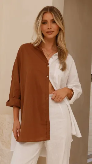 Elouisa Button Up Shirt - Choc/White