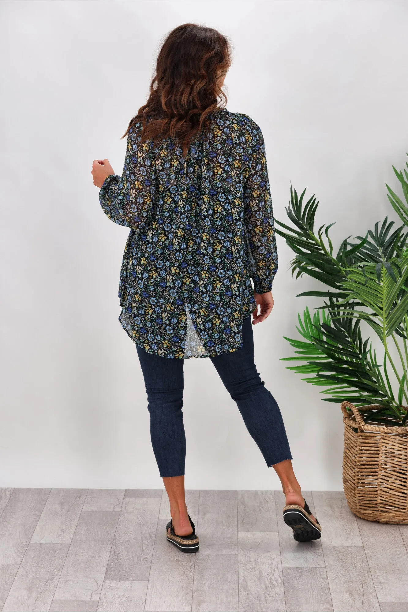Gloss by Shine On Carolina Shirred Neck Top Floral