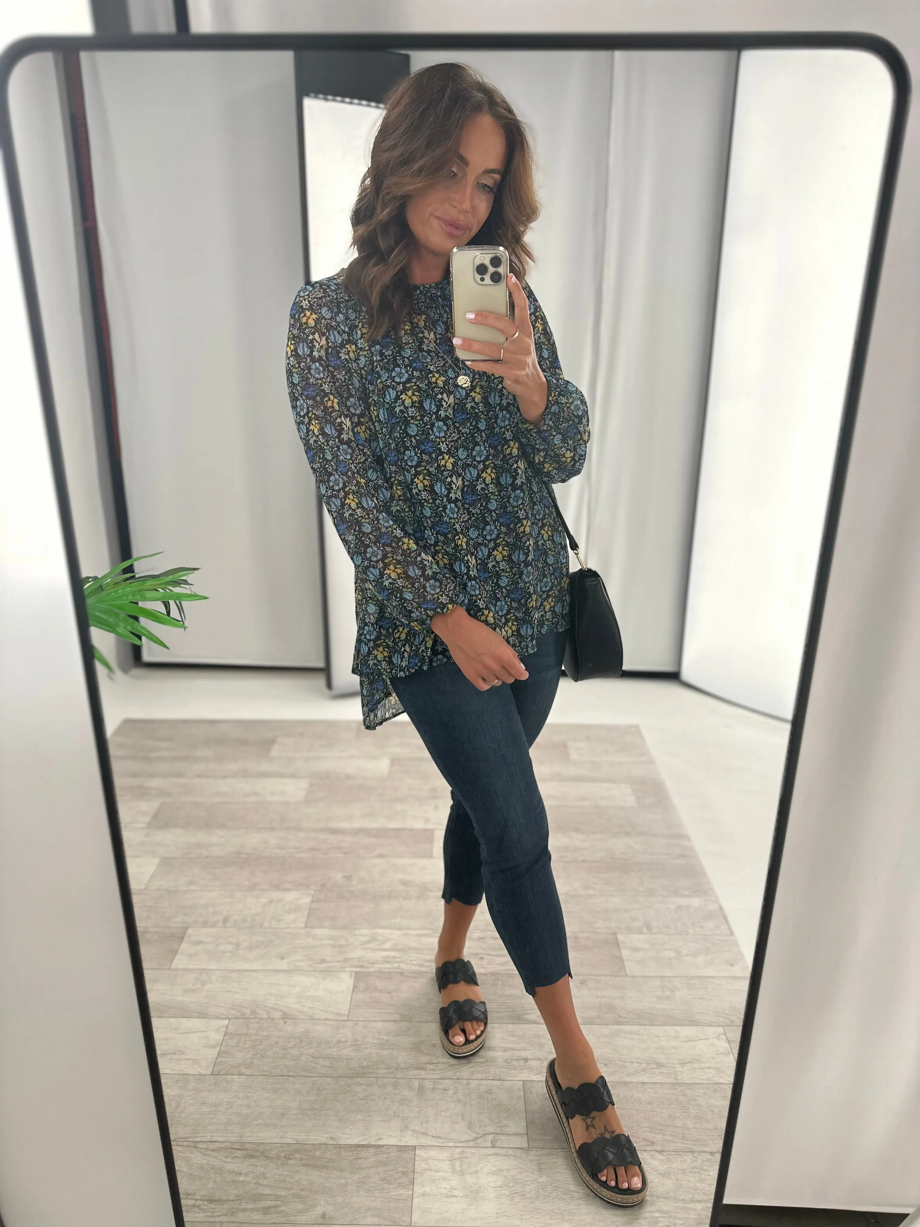 Gloss by Shine On Carolina Shirred Neck Top Floral