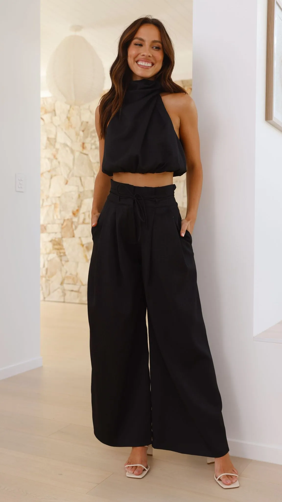Melinda High Waist Pants - Black