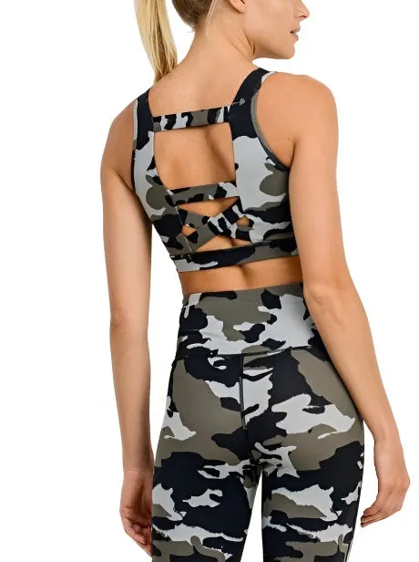 Mono B Jungle Camo Criss Cross Bra AT2627 and Plus