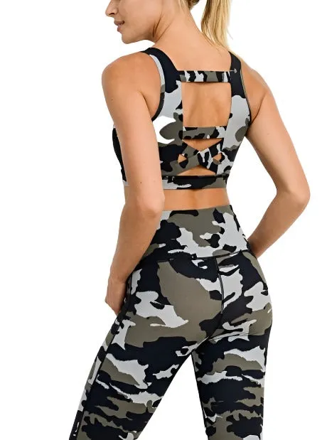 Mono B Jungle Camo Criss Cross Bra AT2627 and Plus