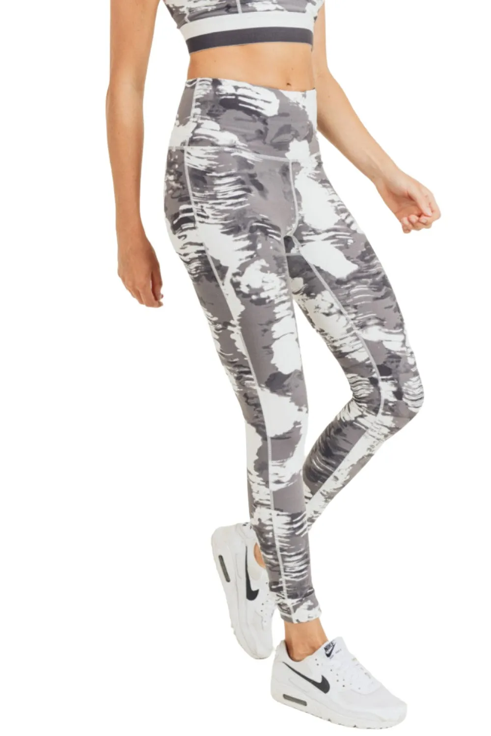 Mono B White Cloud  Print Highwaist Leggings APH2938