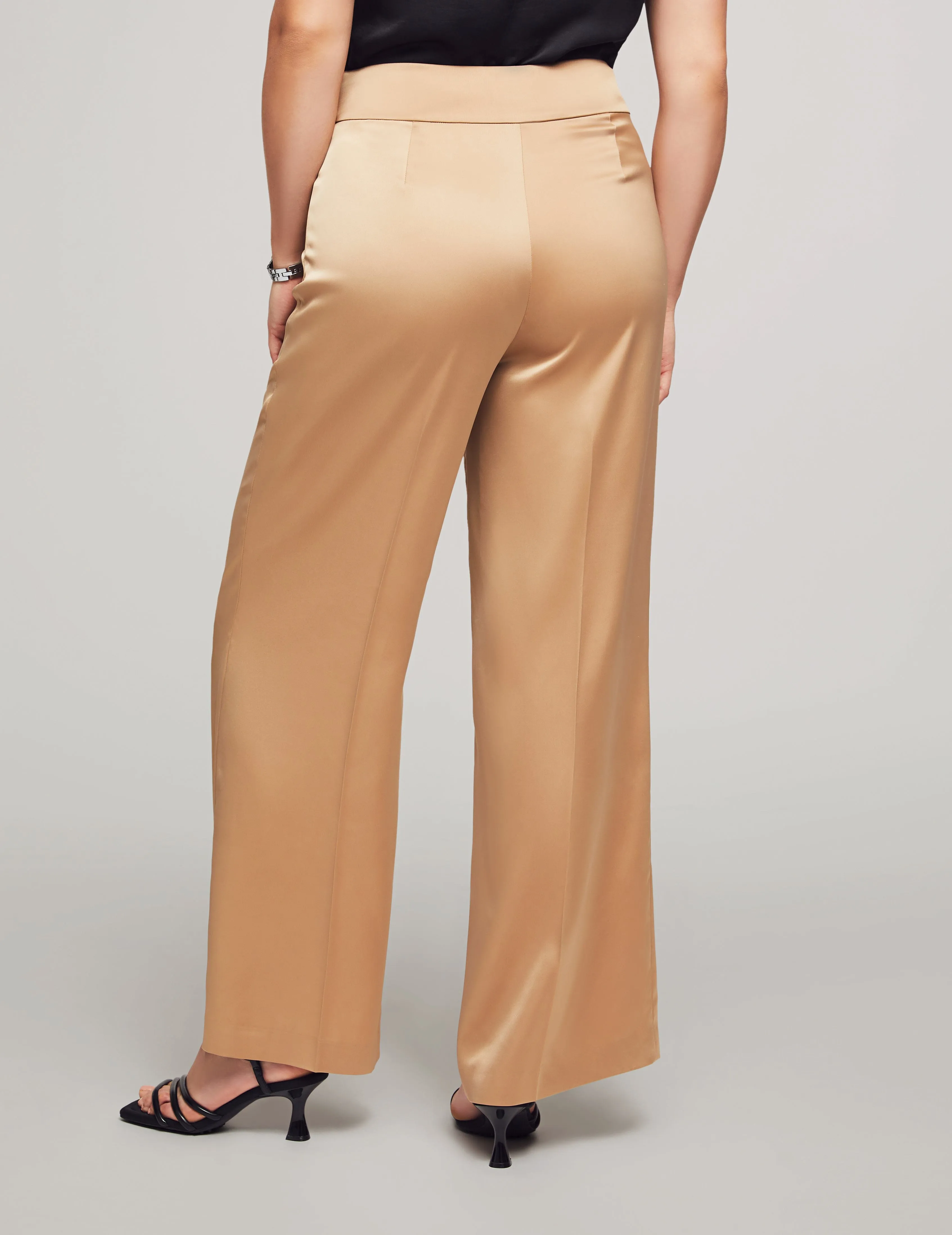 Montreal Satin High Rise Side Zip Wide Leg Pant - Sale