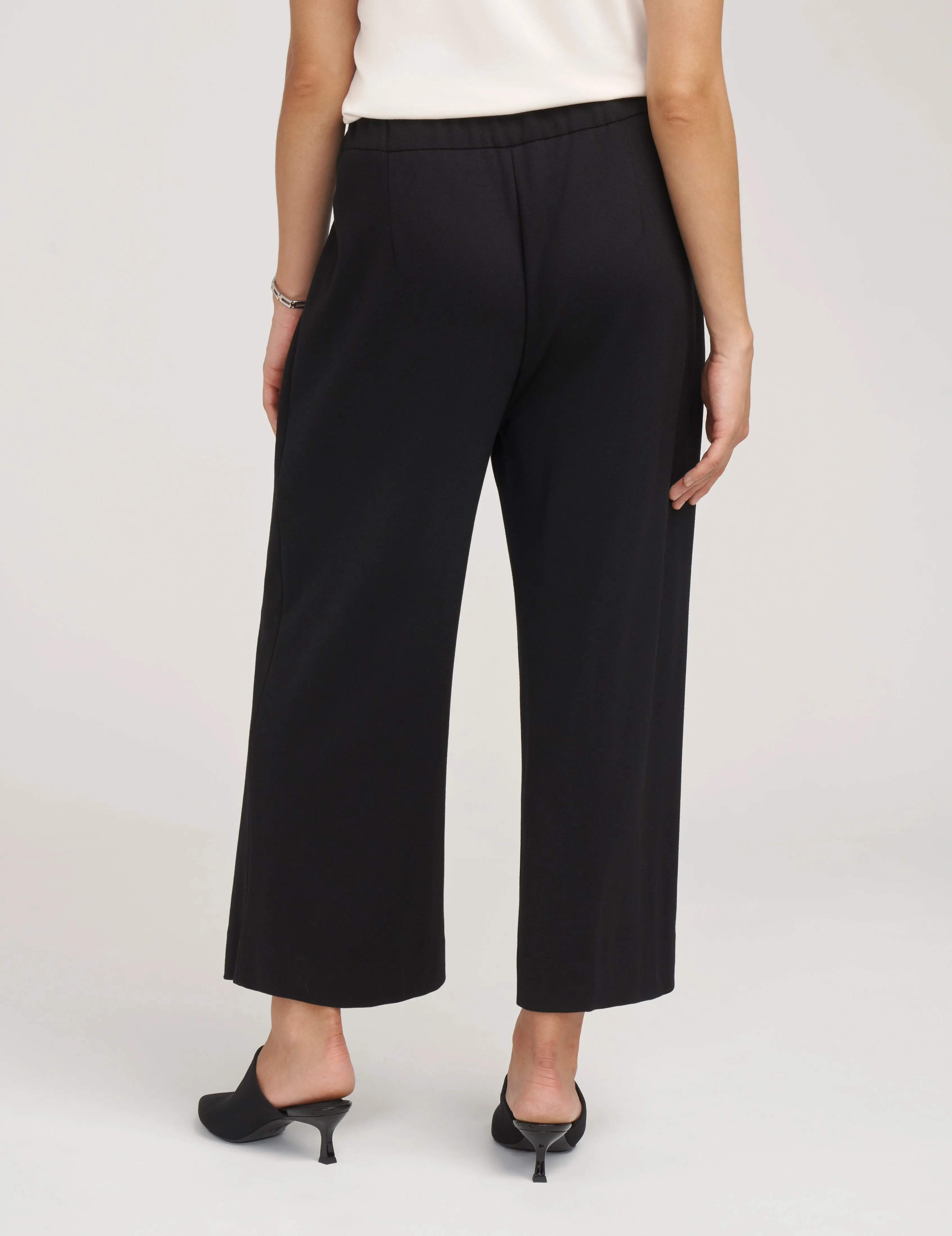 Pull On Pleat Front Cropped Wide Leg Pants- Sale