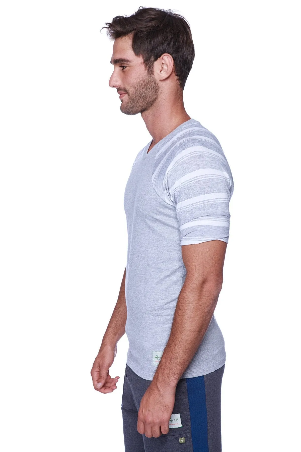 Raglan Virtual Crew Neck (Grey w/ Grey & White Stripe)