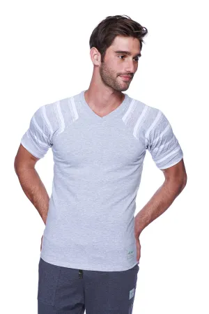 Raglan Virtual Crew Neck (Grey w/ Grey & White Stripe)