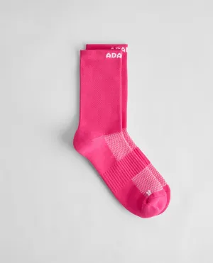 Running Sock - Hot Pink/White