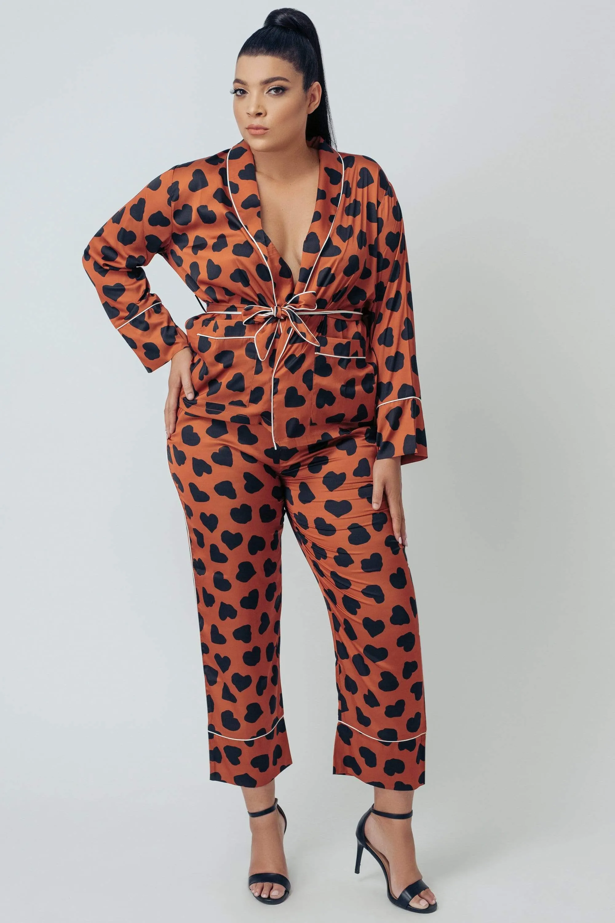 Satin Wrap Heart Pyjama Set