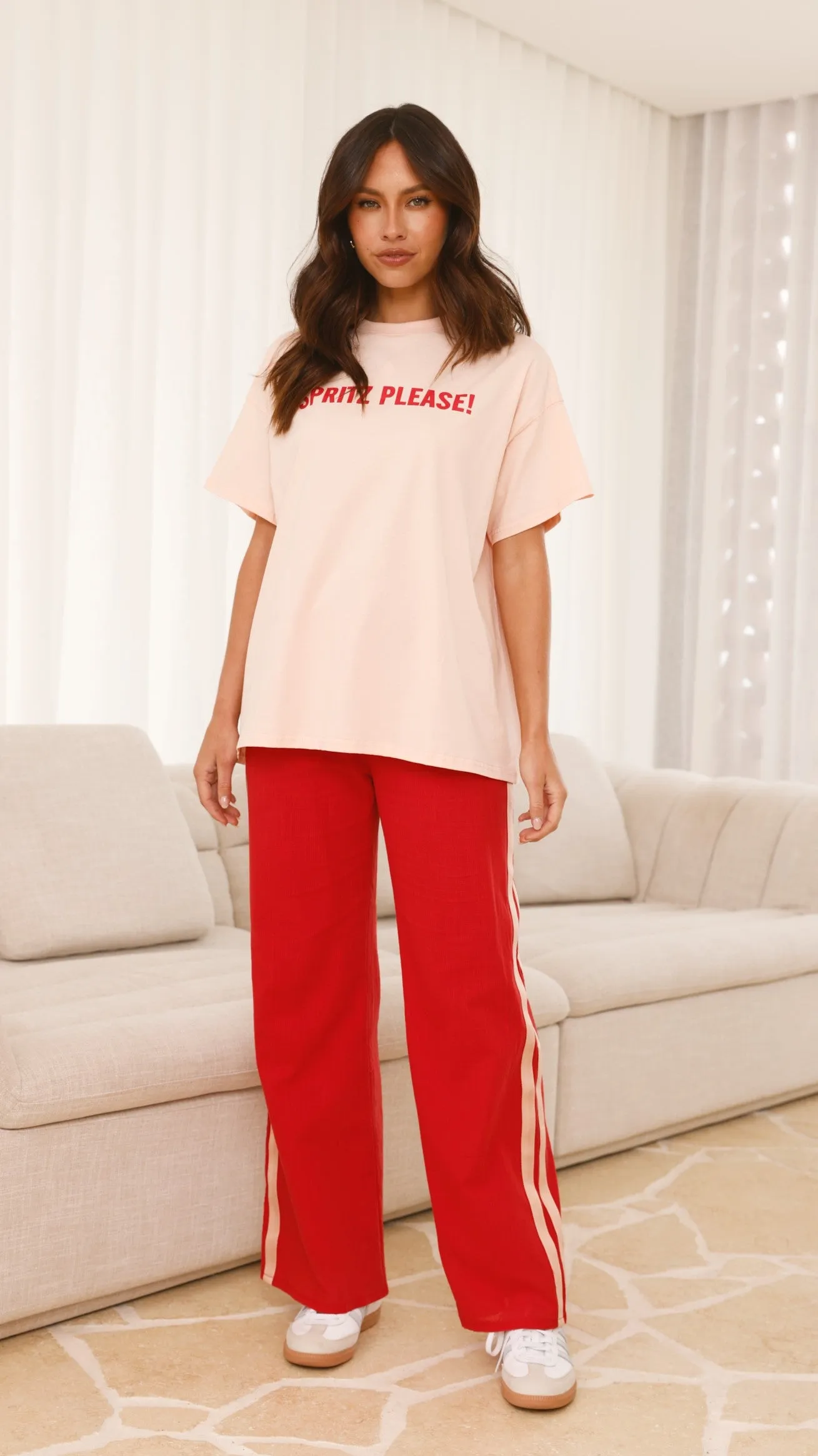 Spritz Top & Pants Set - Peach/Red