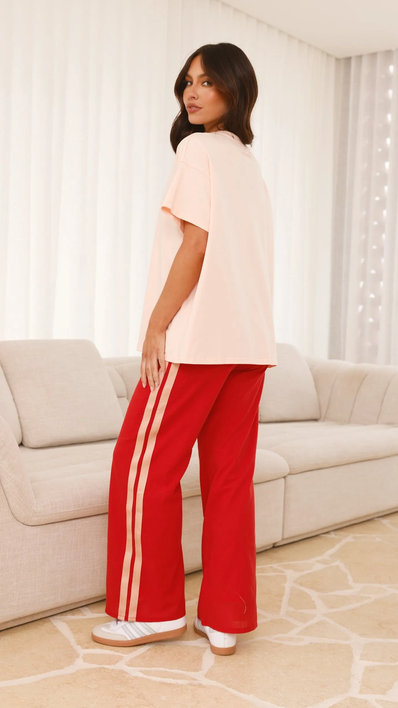 Spritz Top & Pants Set - Peach/Red