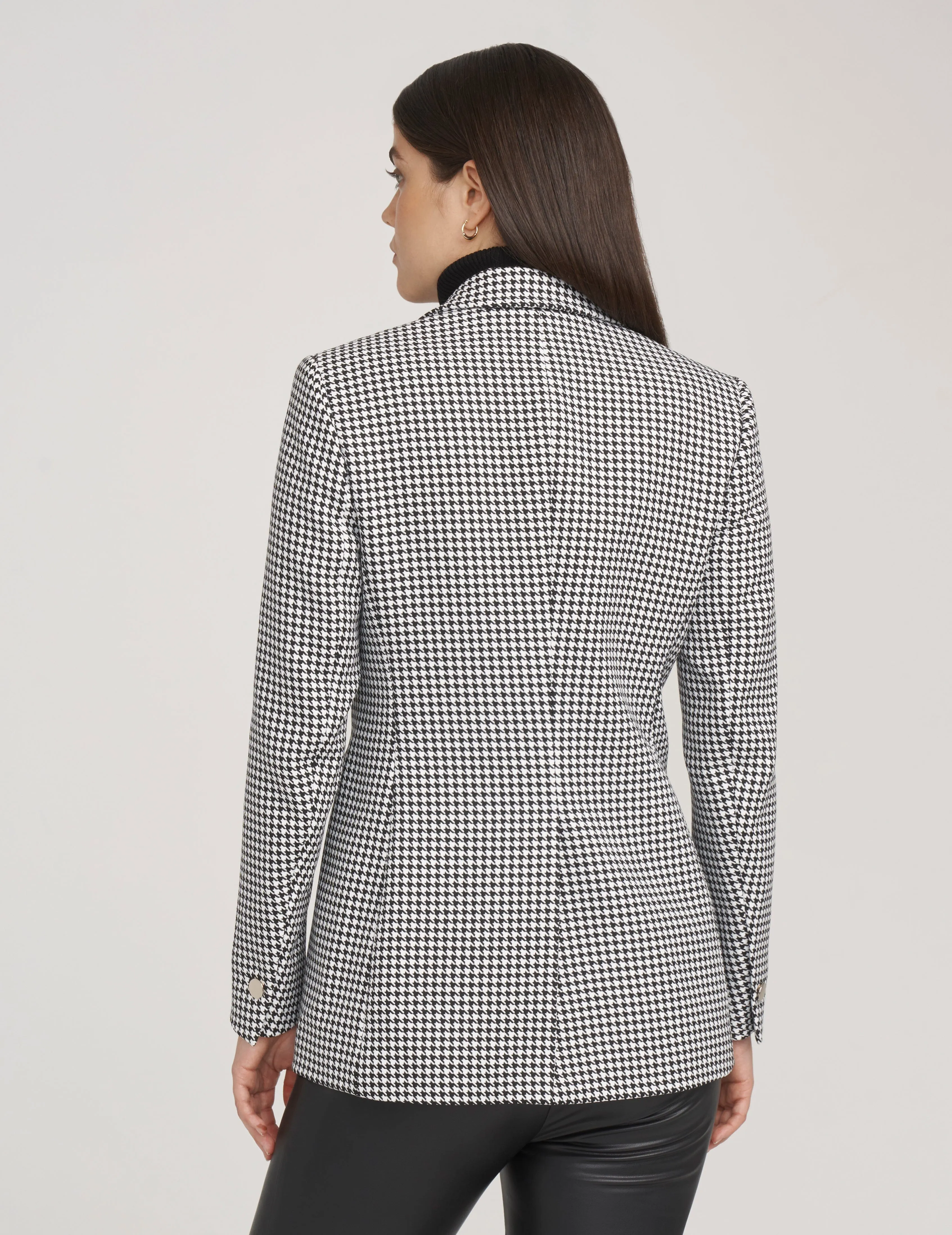 Stretch Mini Houndstooth Long Peak Jacket- Sale