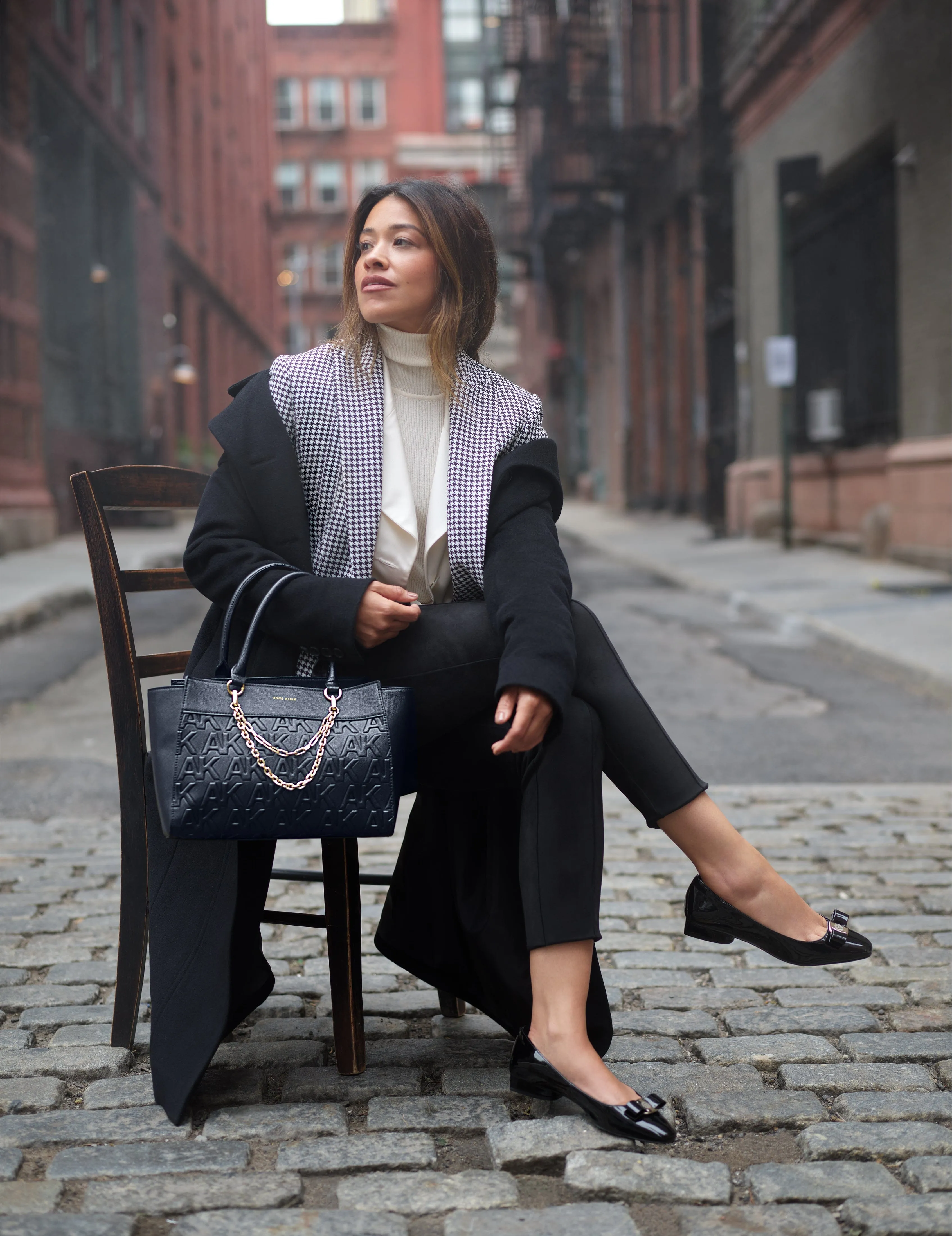 Stretch Mini Houndstooth Long Peak Jacket- Sale