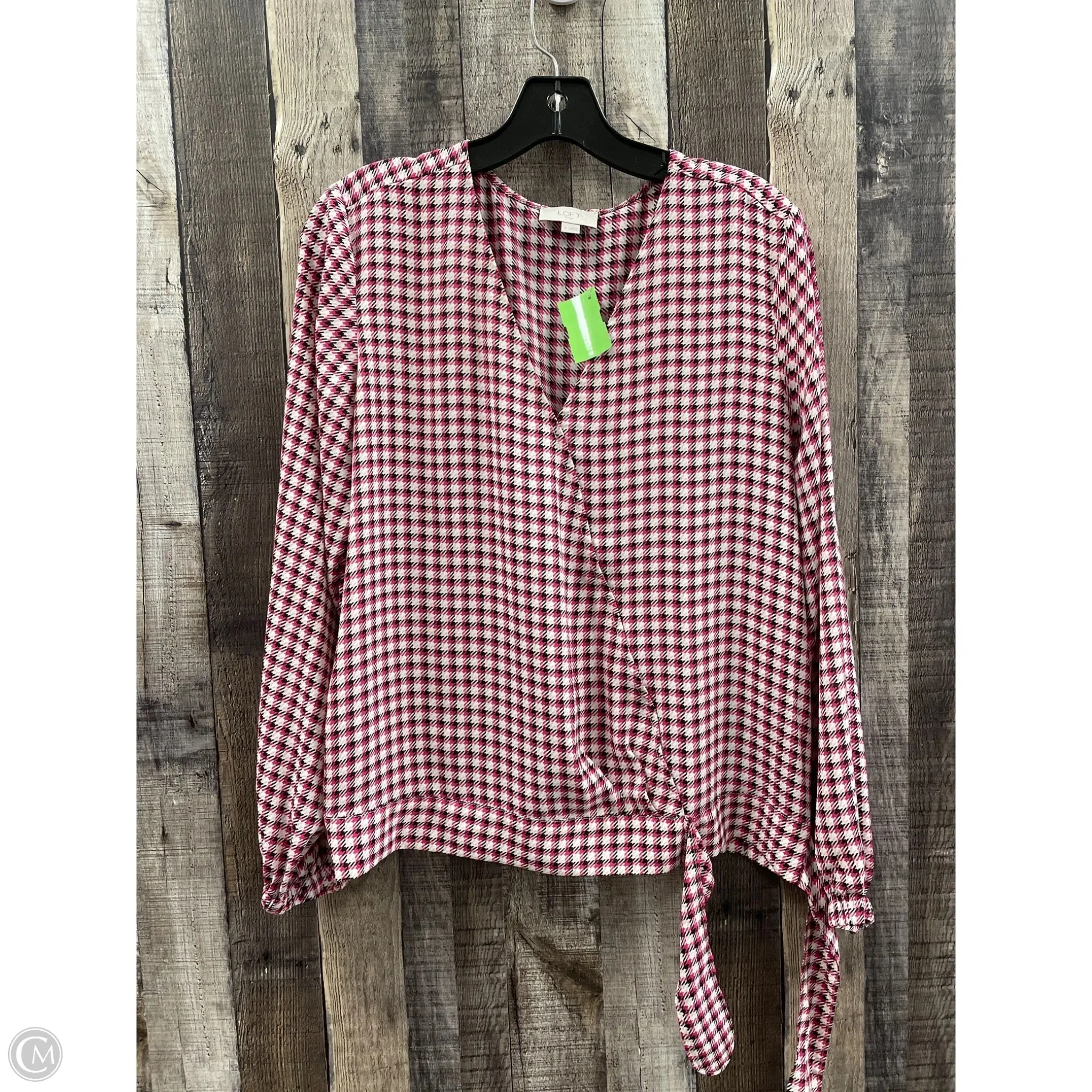 Top Long Sleeve By Loft In Plaid Pattern, Size: S