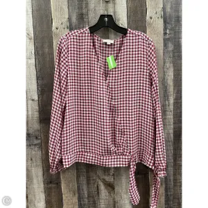 Top Long Sleeve By Loft In Plaid Pattern, Size: S