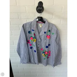 Top Long Sleeve By Maeve In Grey & White, Size: M