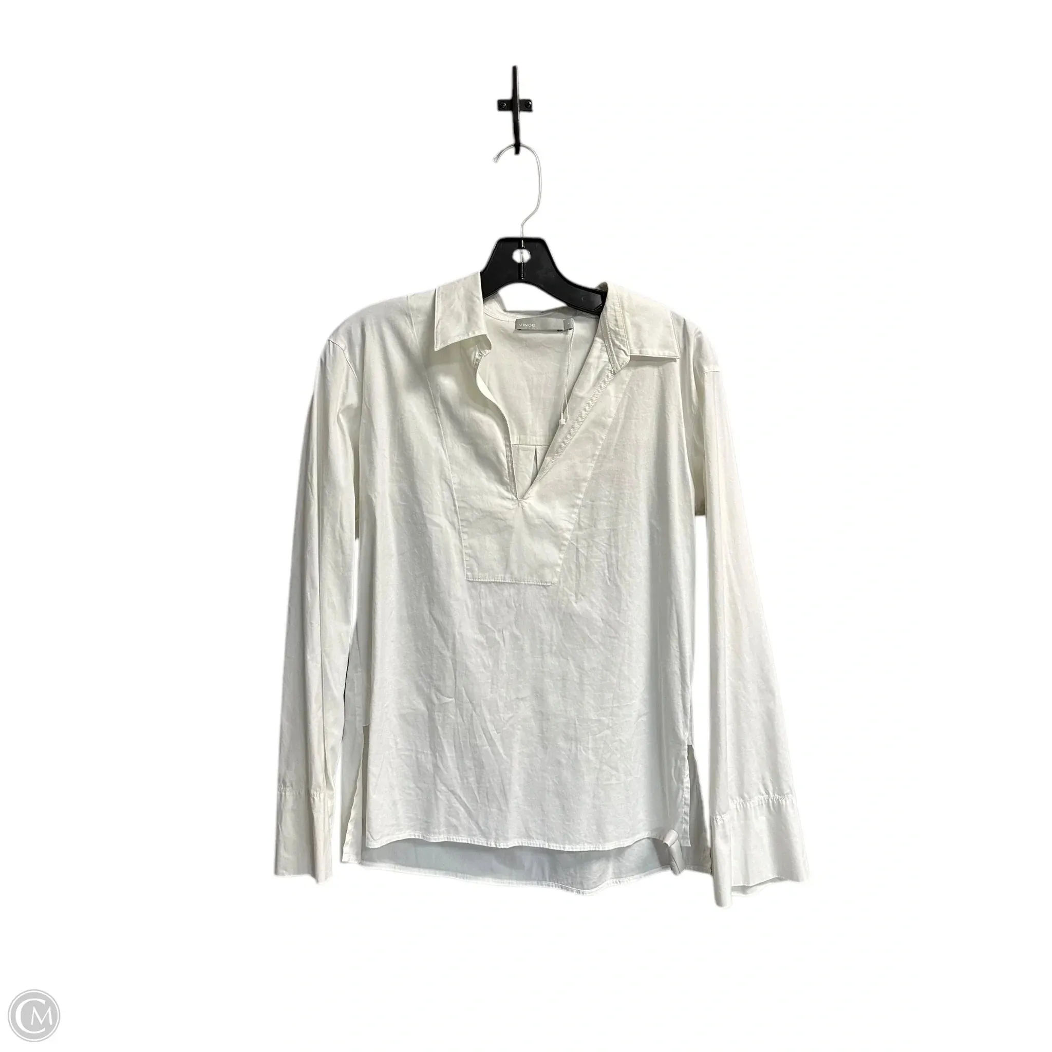 Top Long Sleeve By Vince In White, Size: S