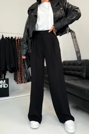 Wide Printed Pants | Sort | Bukser fra Avery