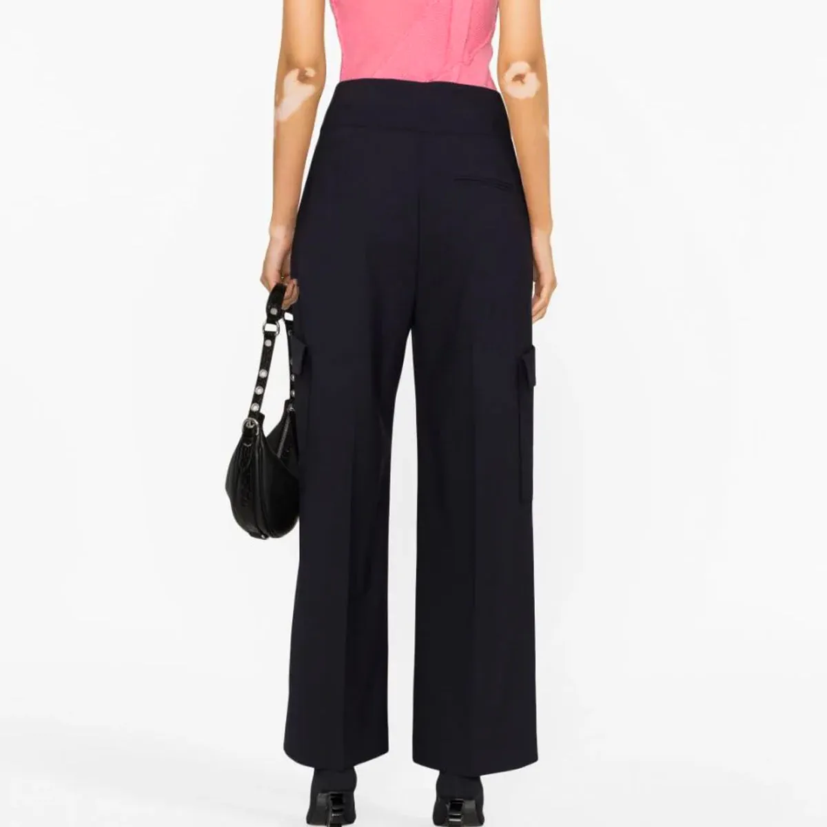 Women's high-waisted cargo pants Black