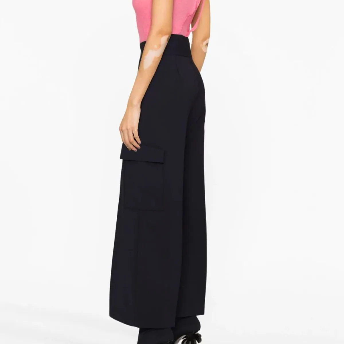 Women's high-waisted cargo pants Black