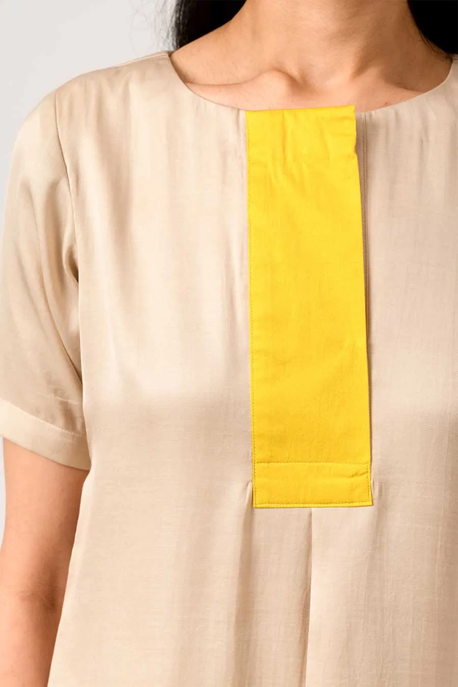Yellow-Ecru Colour Block Co-Ord Set