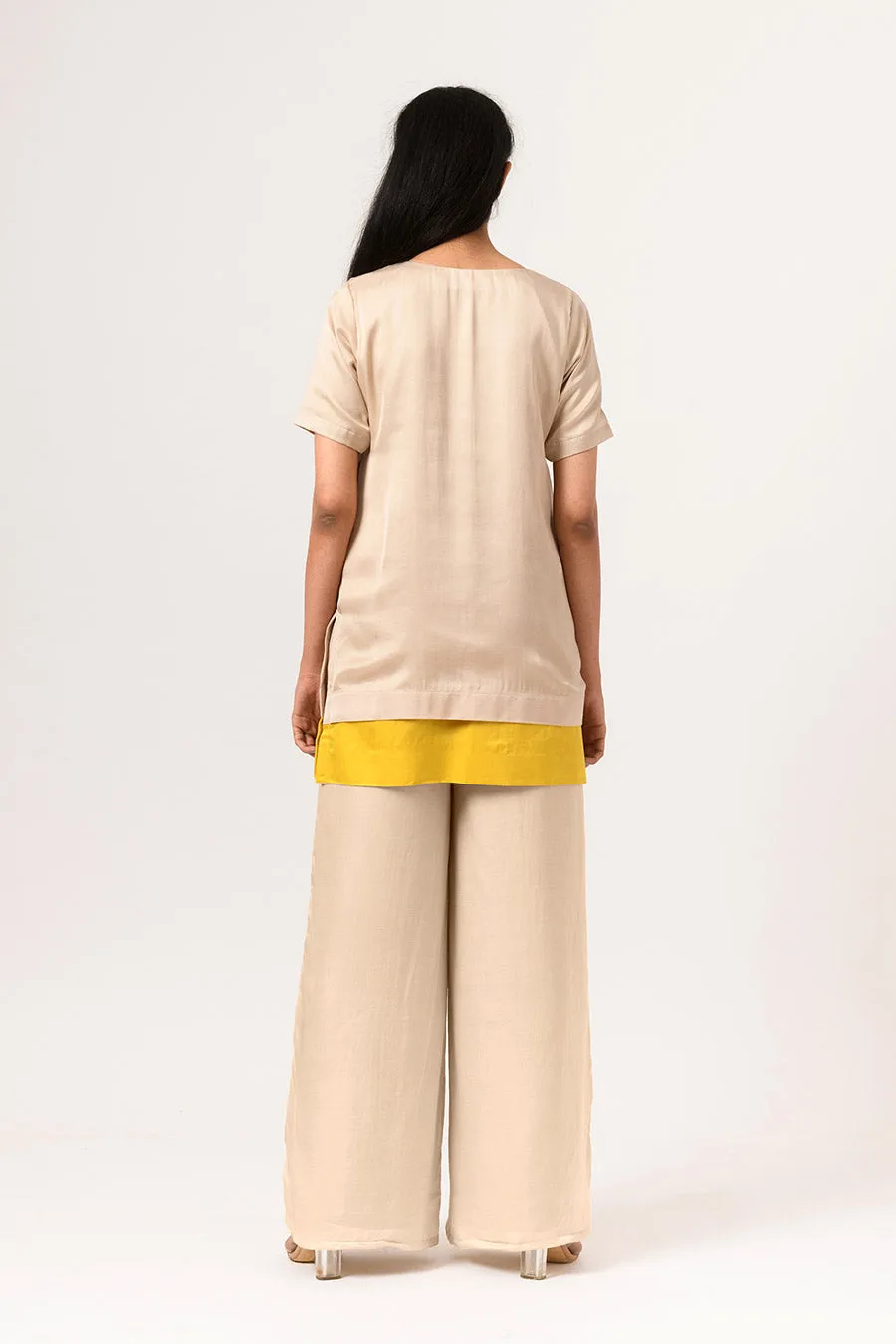 Yellow-Ecru Colour Block Co-Ord Set