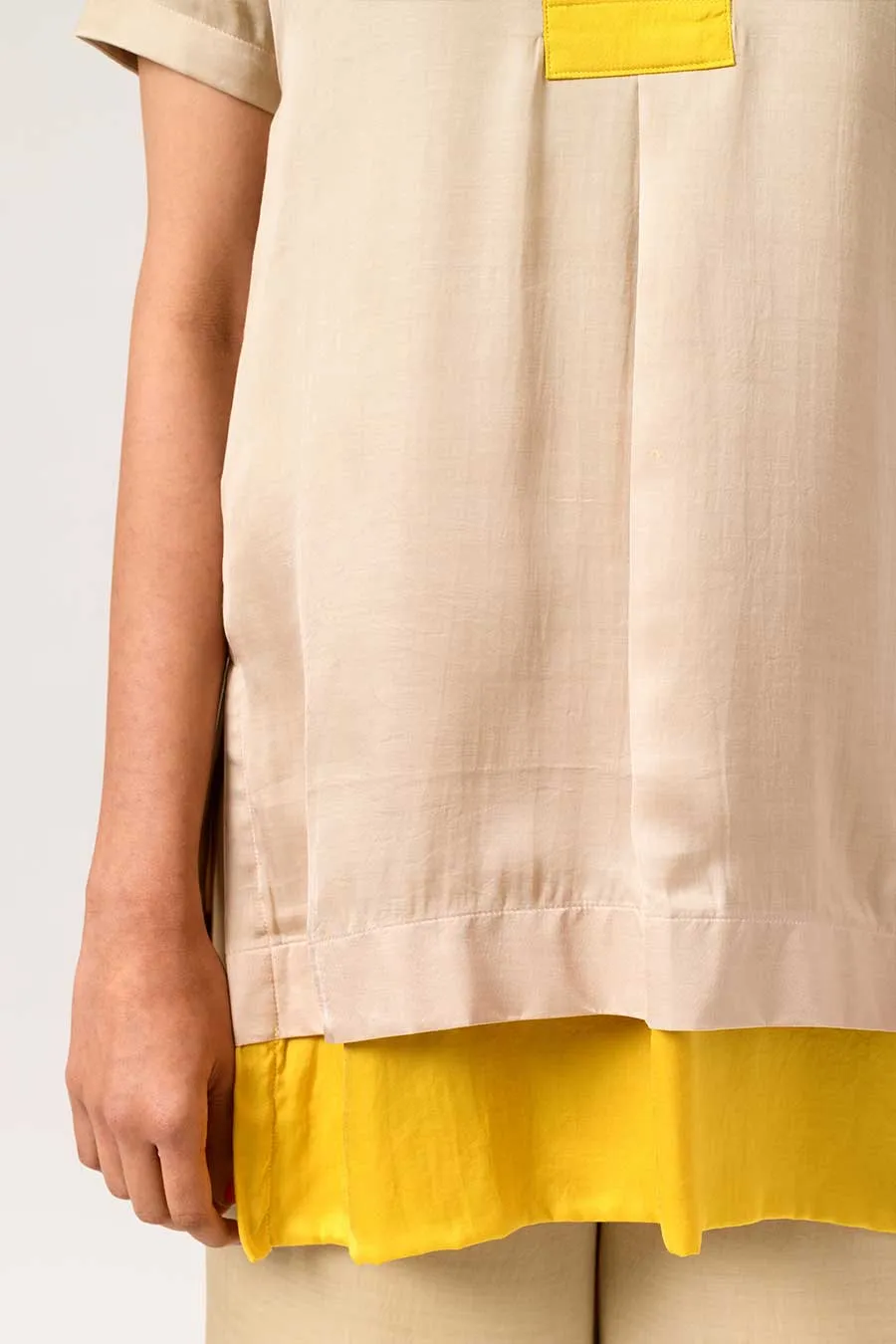 Yellow-Ecru Colour Block Co-Ord Set