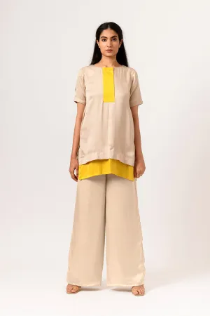 Yellow-Ecru Colour Block Co-Ord Set