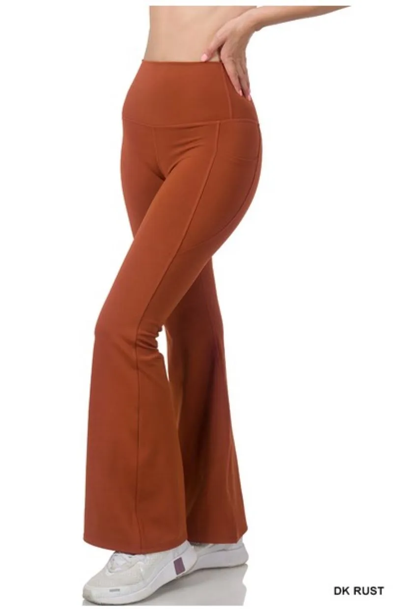 Zenana Wide Waistband Flare Pant with Pocket NSP-6046AB