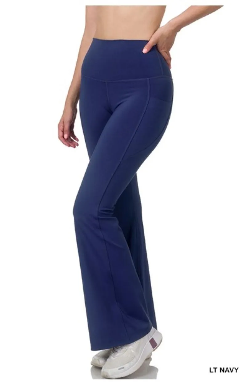 Zenana Wide Waistband Flare Pant with Pocket NSP-6046AB
